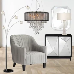 Possini Euro Design Allegra Mid Century Modern Arc Floor Lamp 88" Tall Chrome 5 Light Crystal Ball Shades For Living Room Reading Bedroom Office House -Target Lighting Store GUEST fbfd1904 ba0c 46a3 a6c9 9dfaa2941e8f