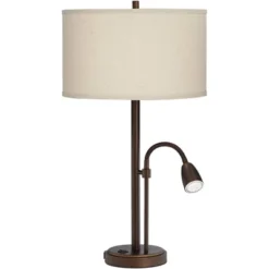 Possini Euro Design Traverse Modern Table Lamps 29" Tall Set Of 2 With USB Charging Port Gooseneck LED Bronze Oatmeal Shade For Bedroom Living Room -Target Lighting Store GUEST fc5c23d2 64e3 4e9c b448 9b49f96da451