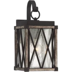 Possini Euro Design Brawley Rustic Industrial Outdoor Wall Light Fixture Bronze Wood Grain 13 1/2" Clear Seedy Glass For Post Exterior Barn Deck House -Target Lighting Store GUEST fddb185d 2a6f 48db a6db 5392c2aad276